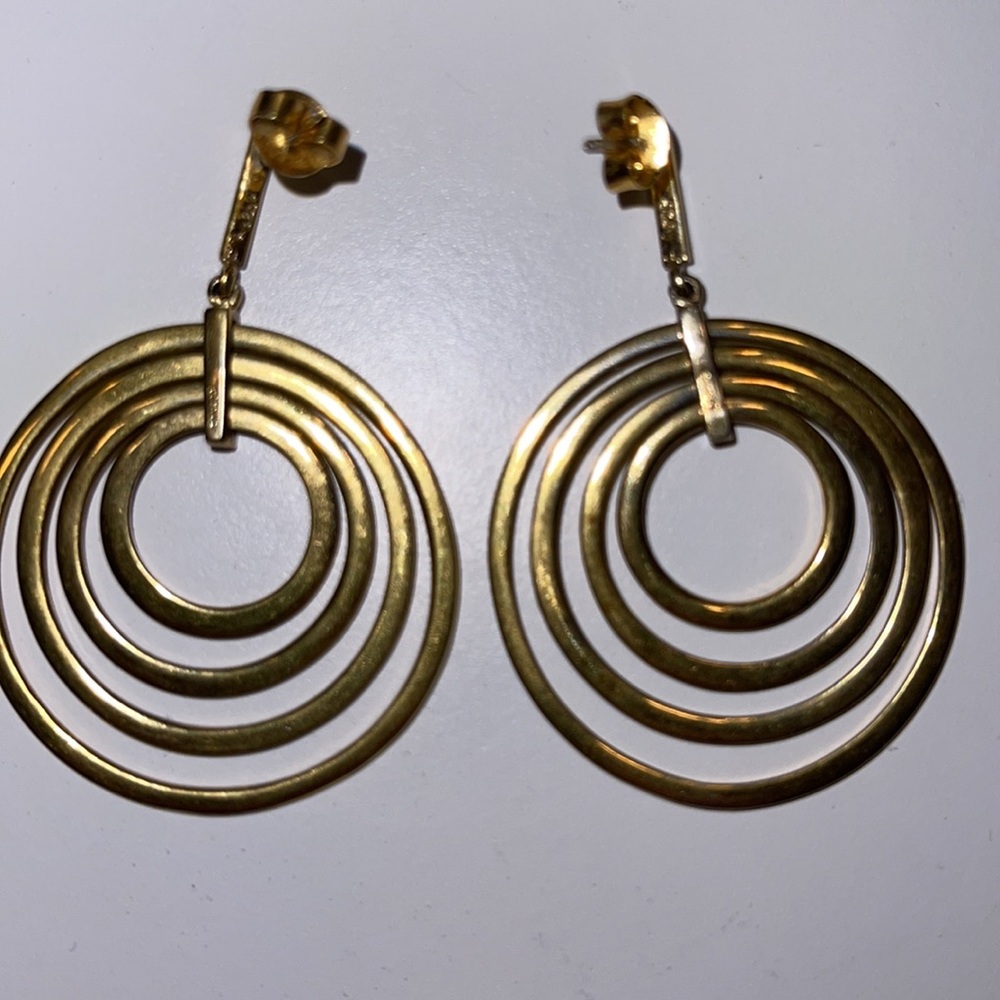 Solid Sterling Silver Yellow Gold Plated Earrings - image 6